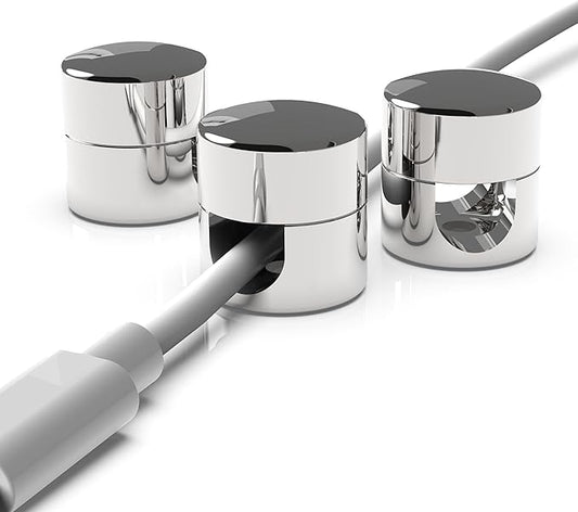 Cable Anchors for Desk Organization, Premium Aluminum Cord Organizers, Silver