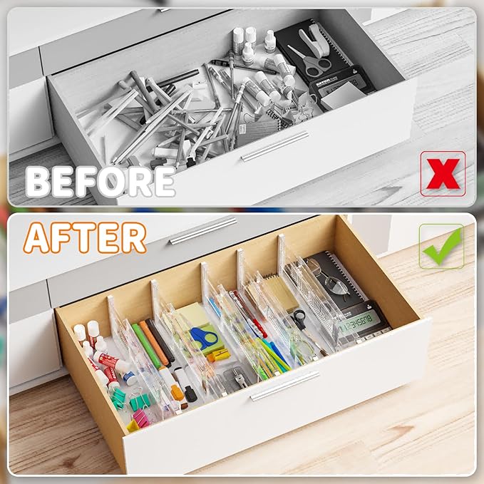 5 Pack 6 Inch Tall Acrylic Drawer Divider for Clothes-Expandable from