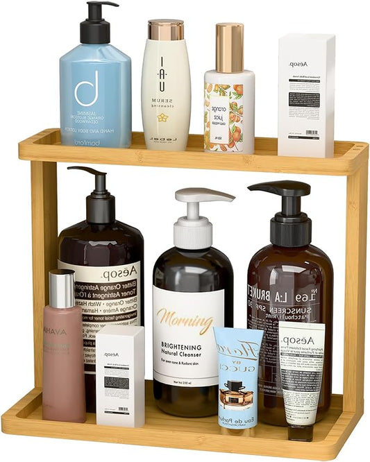 Bamboo Bathroom Organizer Countertop, Natural