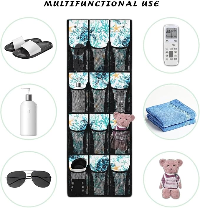 Blue Sea Turtle Behind The Door Shoe Organizer