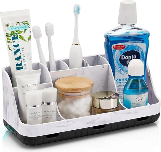 Marble Bathroom Countertop Organizer, Black