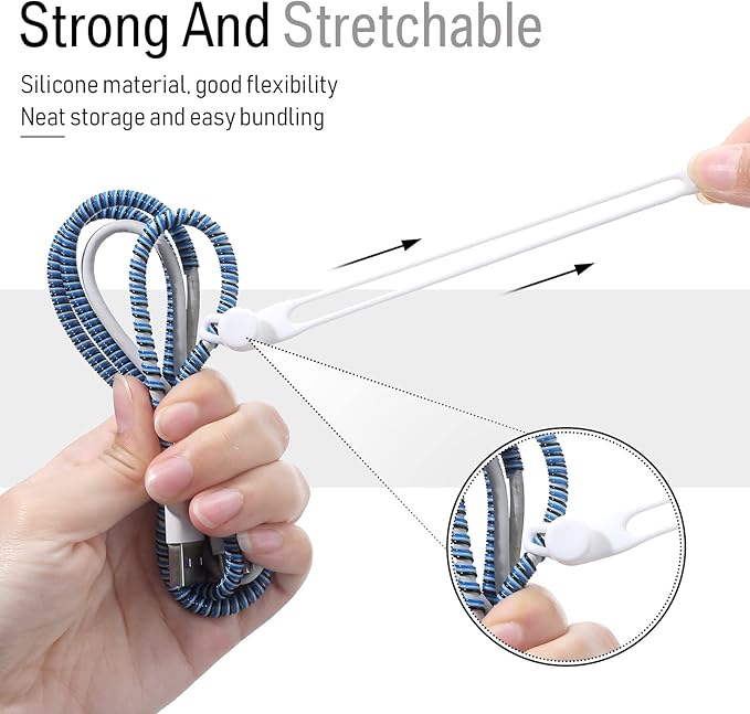 Nuanchu 40 Pcs Silicone Cable Ties Reusable Holder Adjustable Straps Multipurpose Charging Cable Organizer for Fastening Charging Cords Wires(4.17 Inch,White)