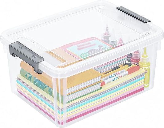 Citylife 17 QT Plastic Storage Bins with Lids Latching Stackable Storage