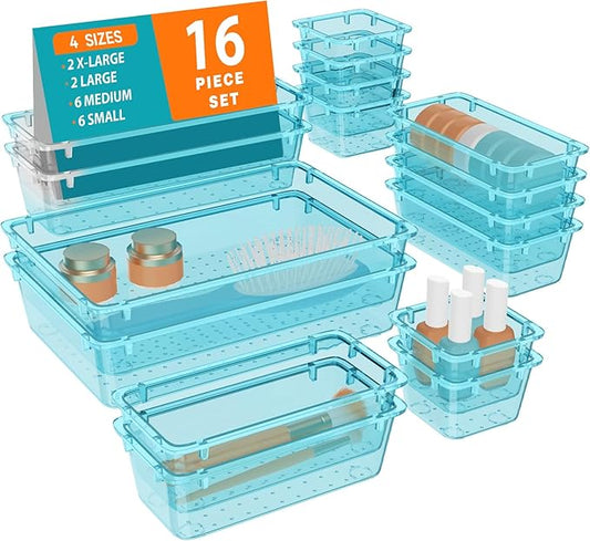 16 PCS Plastic Drawer Organizer Set