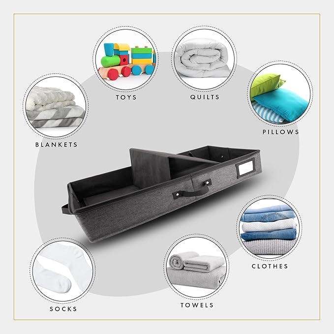 THEORY 2pc Low Profile Under Bed Storage Containers, Dark Gray