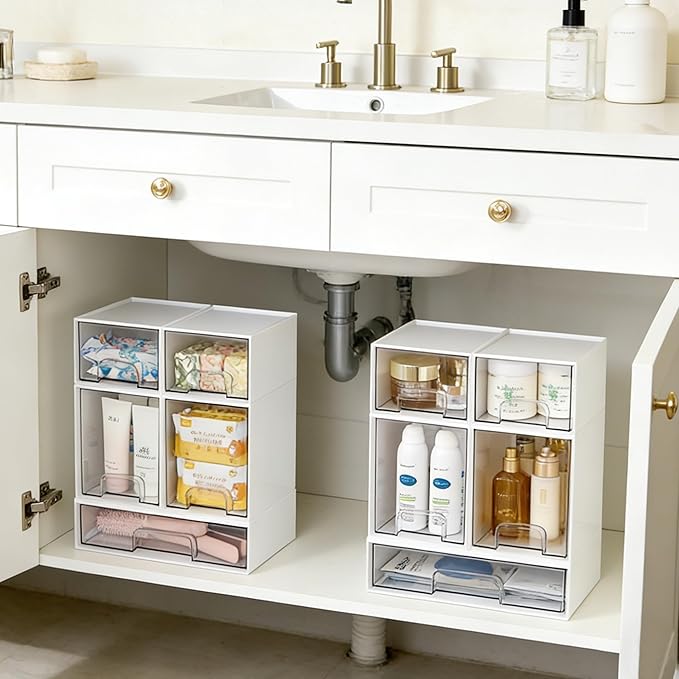 Stackable Storage Drawers Set of 5, Plastic Organizer Bins for Baby Bottle