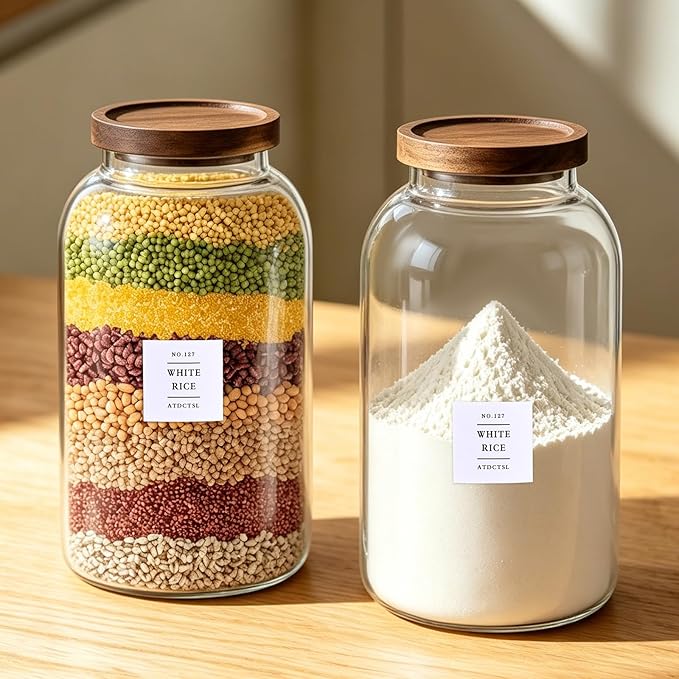Large Glass Jar with Lid,（1Gallon/4000ML） Airtight Storage Container for Kitchen Countertop, Pantry, Coffee, Tea, Flour, Walnuts and Candy