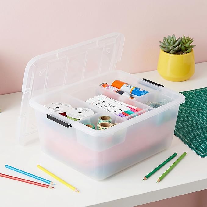 USA 18 QT Clear Storage Organizer with Removable Dividers
