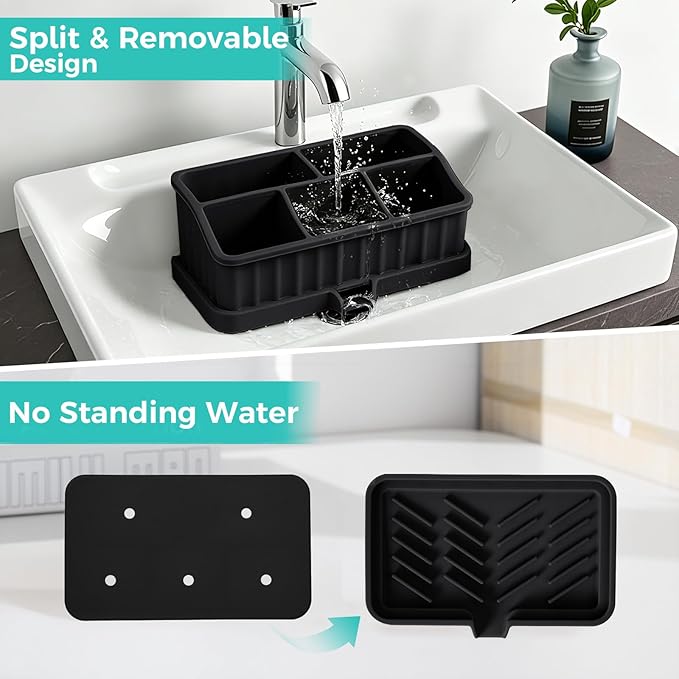Silicone Toothbrush Holders for Bathrooms, Black