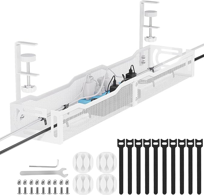 Cable Management, 25'' Cable Management Under Desk No Drill, White
