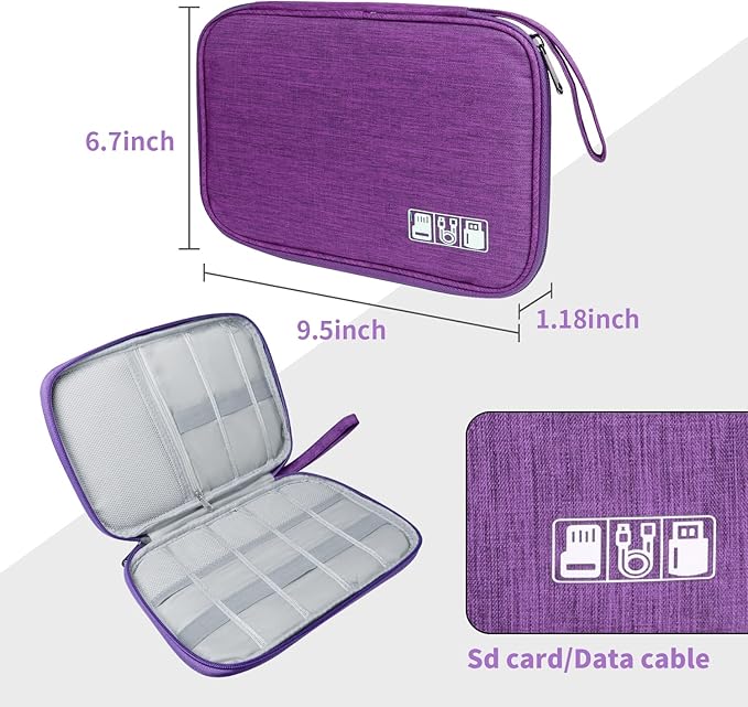 Lcsmaokin Electronics Travel Organizer,Portable Waterproof Electronic Travel Storage Bag for Small Charging Cord Storage,Charger,Small Electronics,SD Card etc,for Travel,Business -Purple
