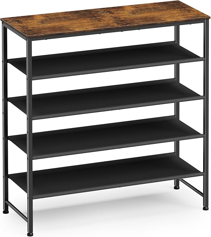 Kitsure 5-Tier Shoe Rack for Entryway - Space-Saving Shoe Rack Organizer with Wooden Top, Metal Frame Shoe Storage for Closet, Holds 15–20 Pairs, 29.5" x 11.4" x 31.1"
