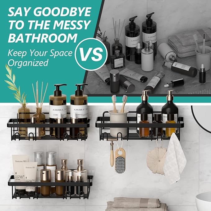 Shower Caddy, 3 Pack Organizer, Adhesive No Drilling Traceless Shelves