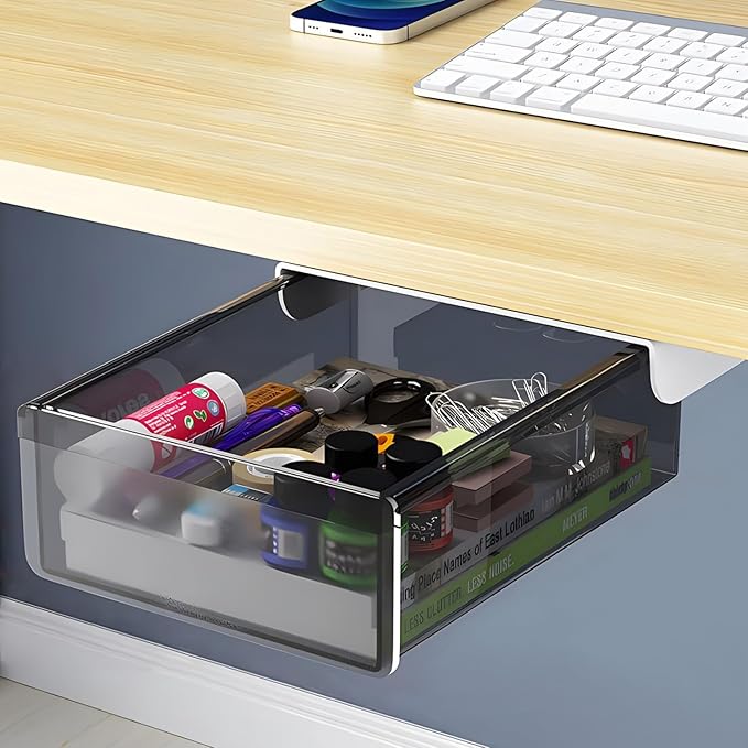 Under Desk Table Drawer Storage Organizer Slide Out