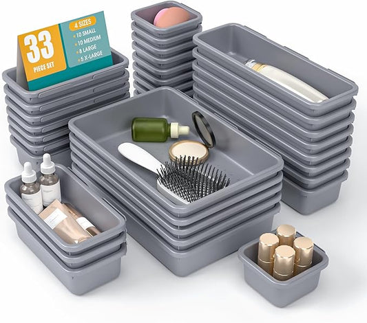 33 PCS Drawer Organizer Set, Grey