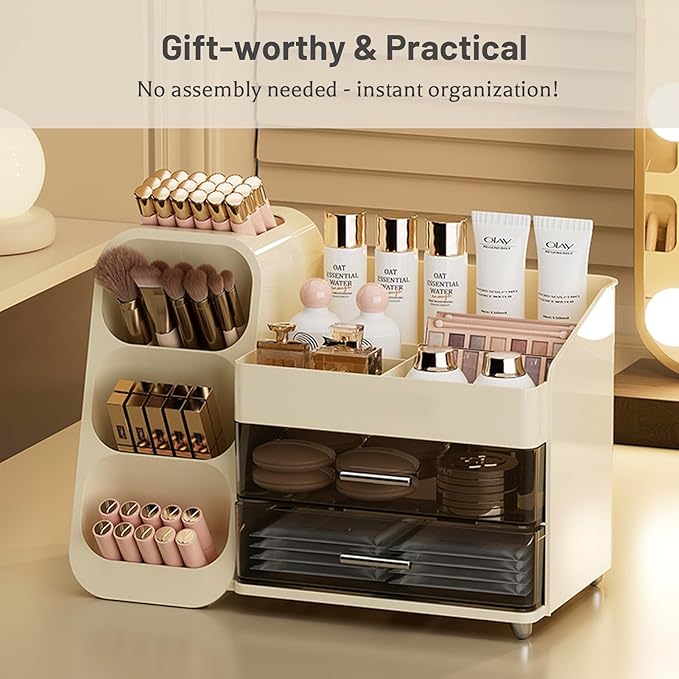 Makeup Organizer with Drawers, Large Bathroom Countertop Storage for Vanity