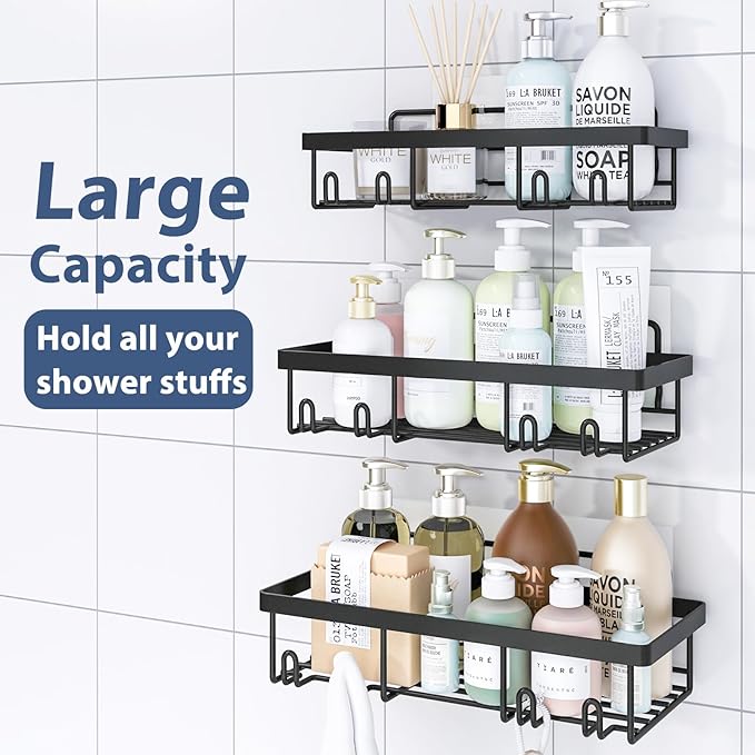 5 Pack Shower Caddy Organizer Rack Shelf for Inside Shower, Black.