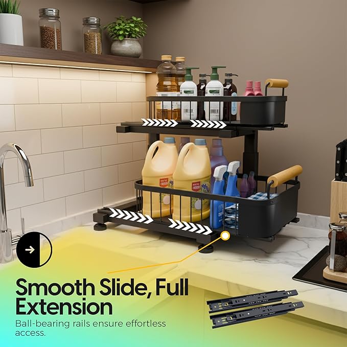 Premium Heavy Duty Carbon Steel Under Sink Organizer