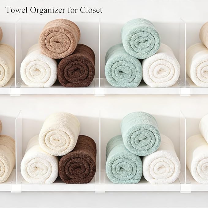Acrylic Shelf Dividers for Closet Organization: Clear Handbag Purse Organizer for Closet - Shelf Separators for Sweater Sweatshirt Clothes Towel in Bedroom Kitchen, 8Pack