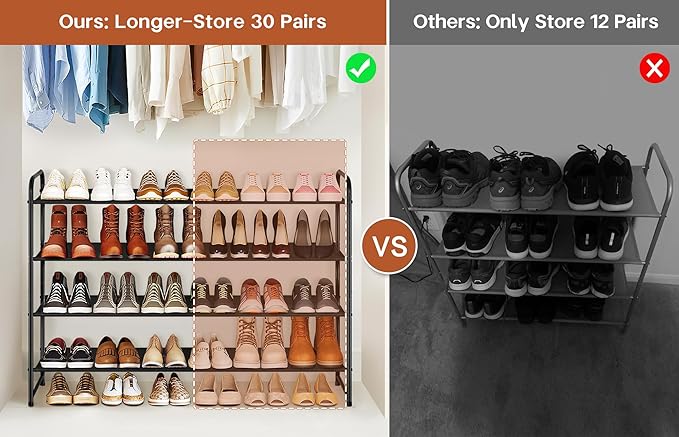 4 Tier Long Shoe Rack for Closet Floor