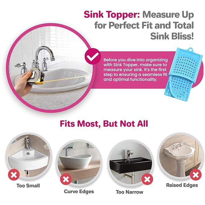 Sink Topper Bathroom Sink Cover for Counter Space & Storage Saver | RV Must Haves | Silicone Foldable Beauty Makeup Brush Cleaning Mat | Hot Tools | RV Sink Cover | Large, Pacific Blue