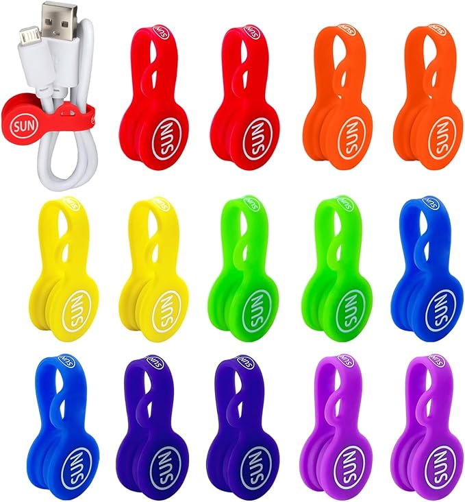 Cable Cord Organizer Magnetic Cord Organizers Twist Ties Magnet Clips Cord Wrap Keepers For Charging Cord Headphone Cord Holder Silicone Cable Strap Appliance Fridge Bookmark Whiteboard Keychain 7PACK