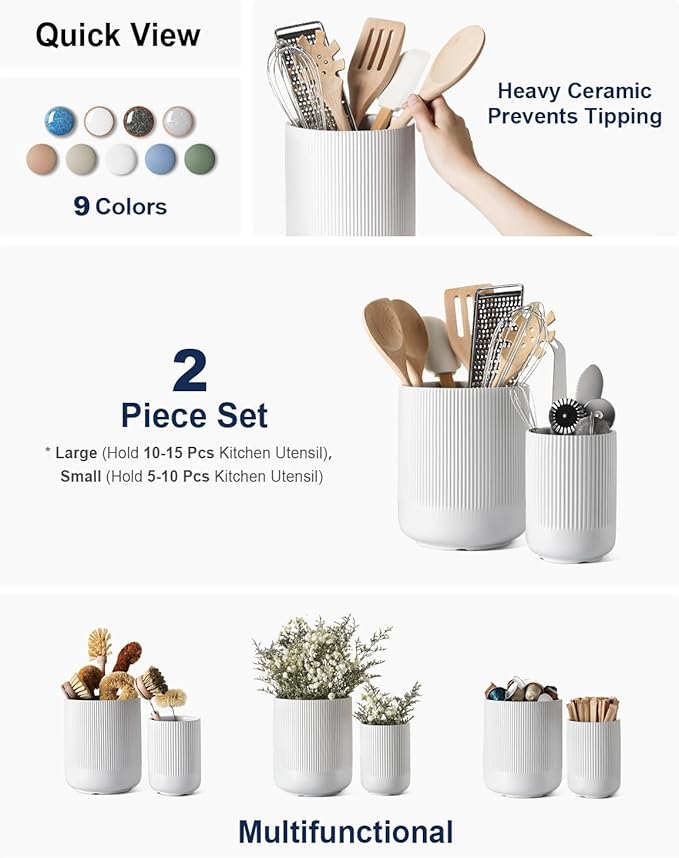 TAUCI Utensil Holder for Kitchen Counter, Kitchen Counter Decor