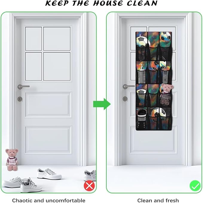 Tie-Dye Soccer Ball Over Door Hanging Organizer