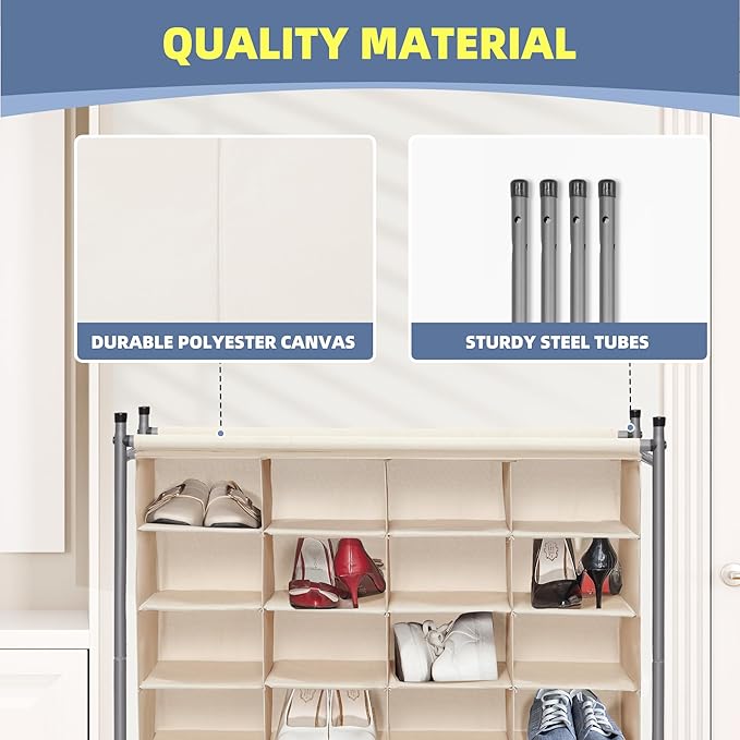 STORAGE MANIAC Stackable Shoe Cubby Organizer, 20-Cube Beige