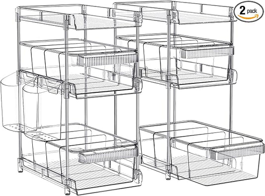 Clear Bathroom Organizers 2 Sets 3 Tier