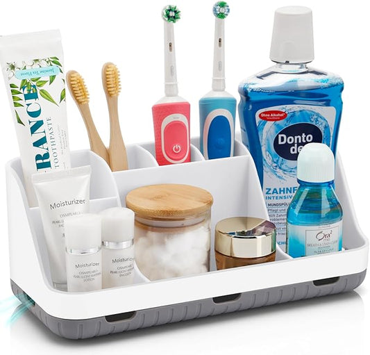 Toothbrush Holders for Bathrooms Countertop Organizer, White