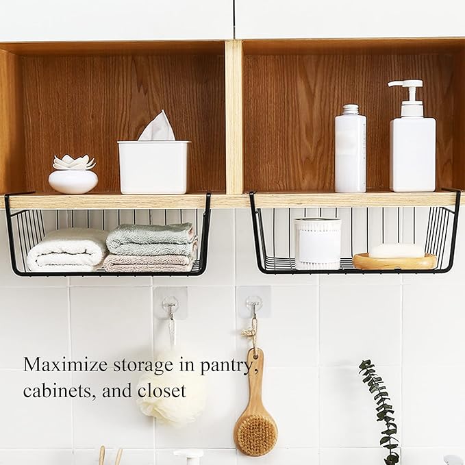4 Pack Black Under Shelf Wire Basket