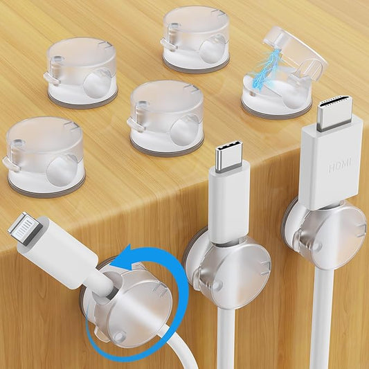 8 Pack Magnetic Cable Clips, Clear