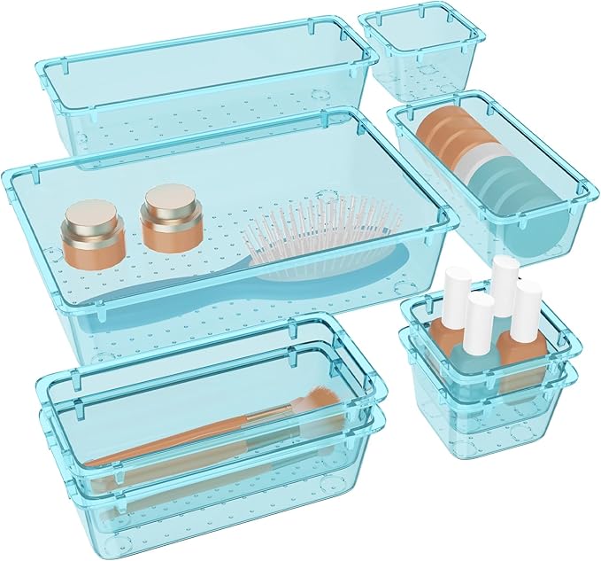 8 PCS Plastic Drawer Organizer Set