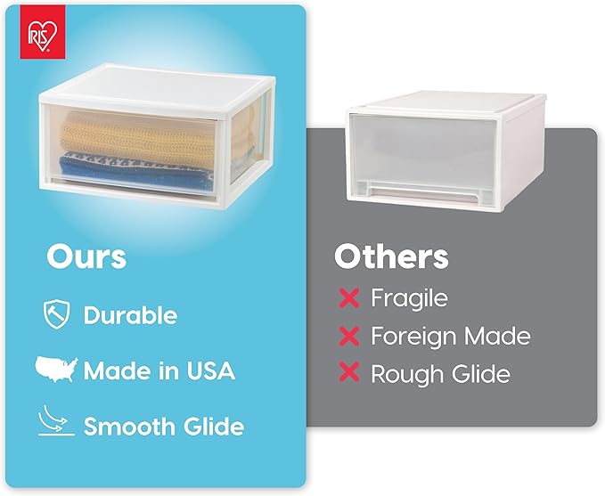 USA 47 Qt. Extra-Large Stackable Storage Drawer Plastic Drawer Organizer