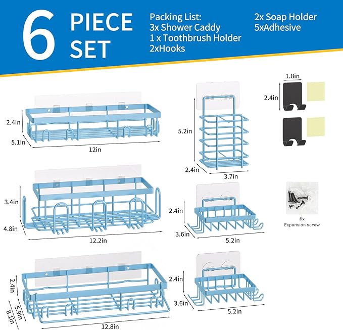 Shower Caddy 9 Pack, Blue 9 Pack