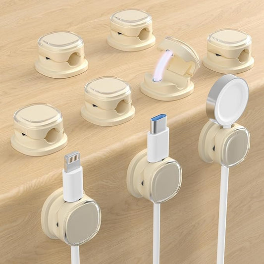 Magnetic Cable Clips, Adjustable Cord Holder Management, 9-PCS Apricot