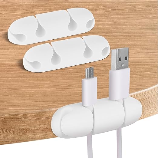 WLLHYF Cable Clips 3PCS Cord Wire Organizer Cable Management Holders 4 Hole Silicone Cable Harness USB Charging Accessory Cable Holder for Office and Home Desk