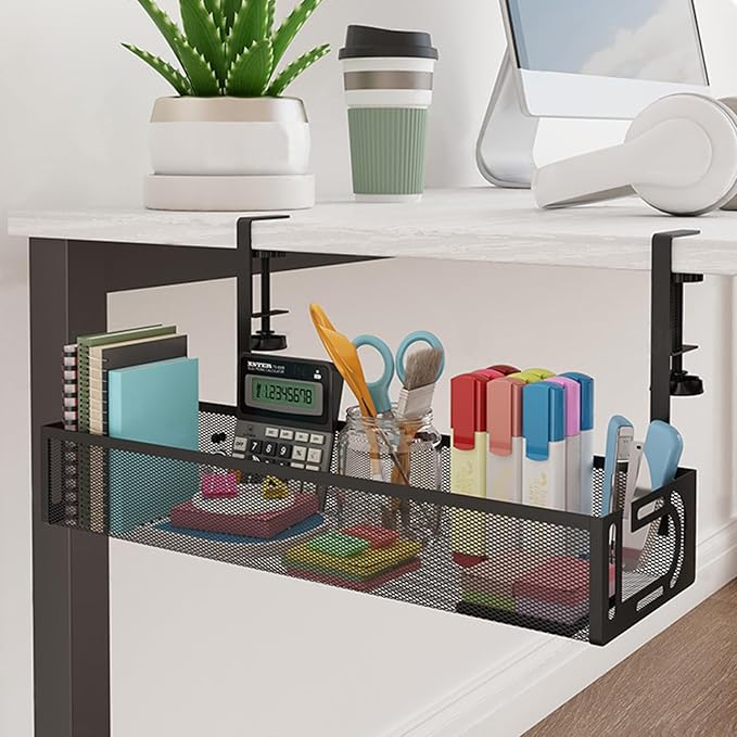 No-Drill Under Desk Cable Management Tray Tool-Free Installation with Dual