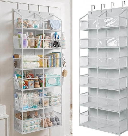 THEORY UPGRADED 6 Tiers Over The Door Organizer Hanging, Transparent, XL