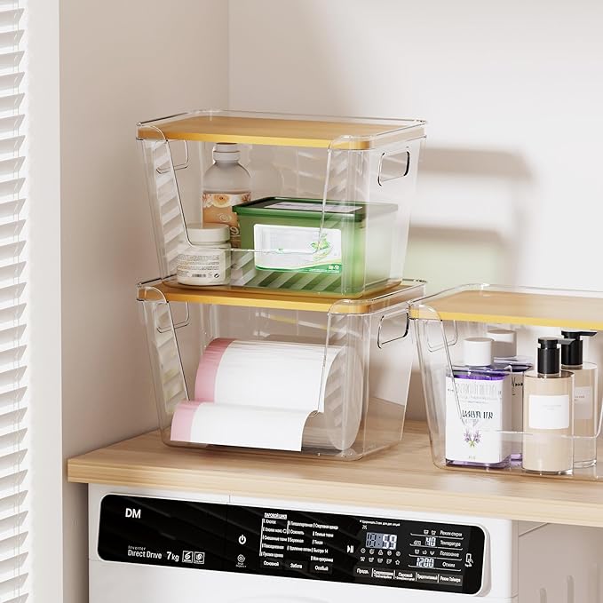 Acrylic Trash Bag Holder, 3 Pack Stackable Garbage Holder for 4-33 Gallon Bags