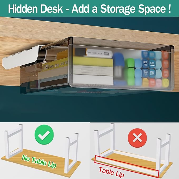 Under Desk Table Drawer Storage Organizer Slide Out