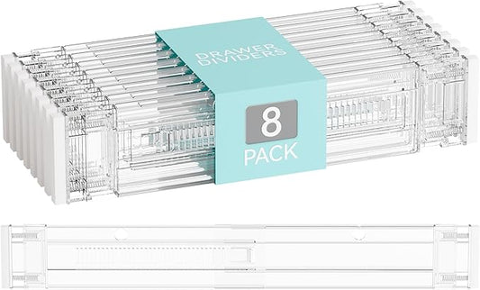 8 Pack 3.2 Inch Shallow Acrylic Drawer Dividers for Clothes -Expandable from