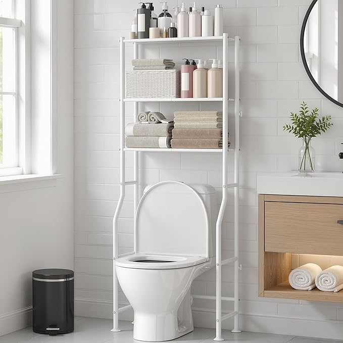 3-Tier Over Toilet Storage Rack, Metal Over Toilet Bathroom Organizer Shelf