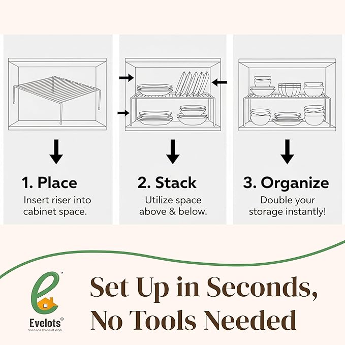 Wire Rack Cabinet Shelf Organizer -2 Pack Sturdy Metal Cabinet Riser Shelf