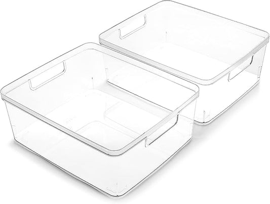 Plastic Storage Bins, Medium, 2 Pack, THE LUCID COLLECTION