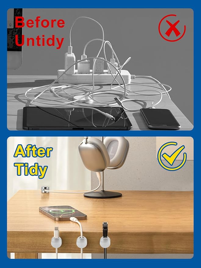 Upgraded Aluminum Silver Phone Charger Cord Holder with Extra-Large Adhesive Base, 3 Pack Screw-top Cord Holder for Nightstand, Stronger Hold Sticky Usb Cable Organizer Cord Clips for Desk