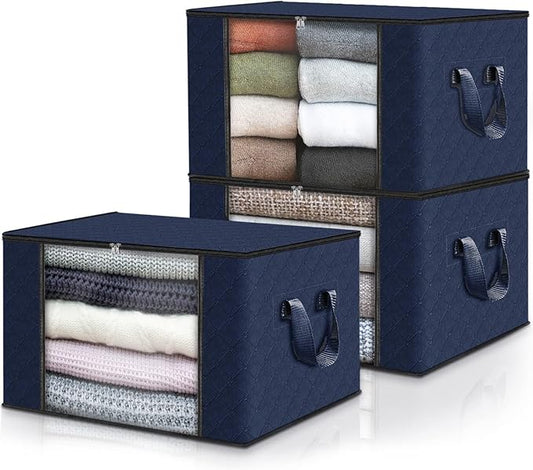 Fab totes Storage Bags, Blue,3 Pack