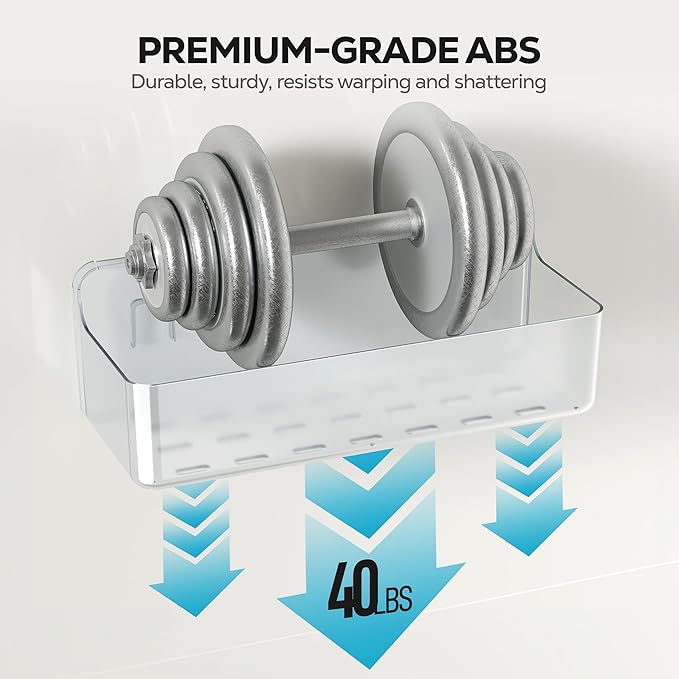 Adhesive Wall Shelf, Shower Shelves 5 Pack with Soap Holder, Clear
