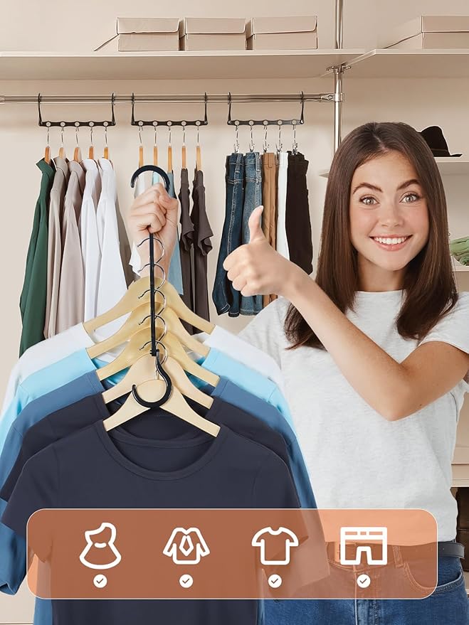 DAY Space Saving Hanger 20 Pack Sturdy Black Magic Hangers for Closet Organizers